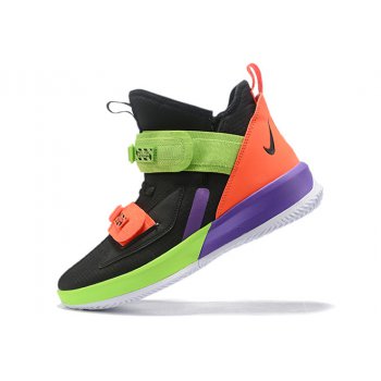 2019 Nike LeBron Soldier 13 Black Orange-Volt-Purple Shoes